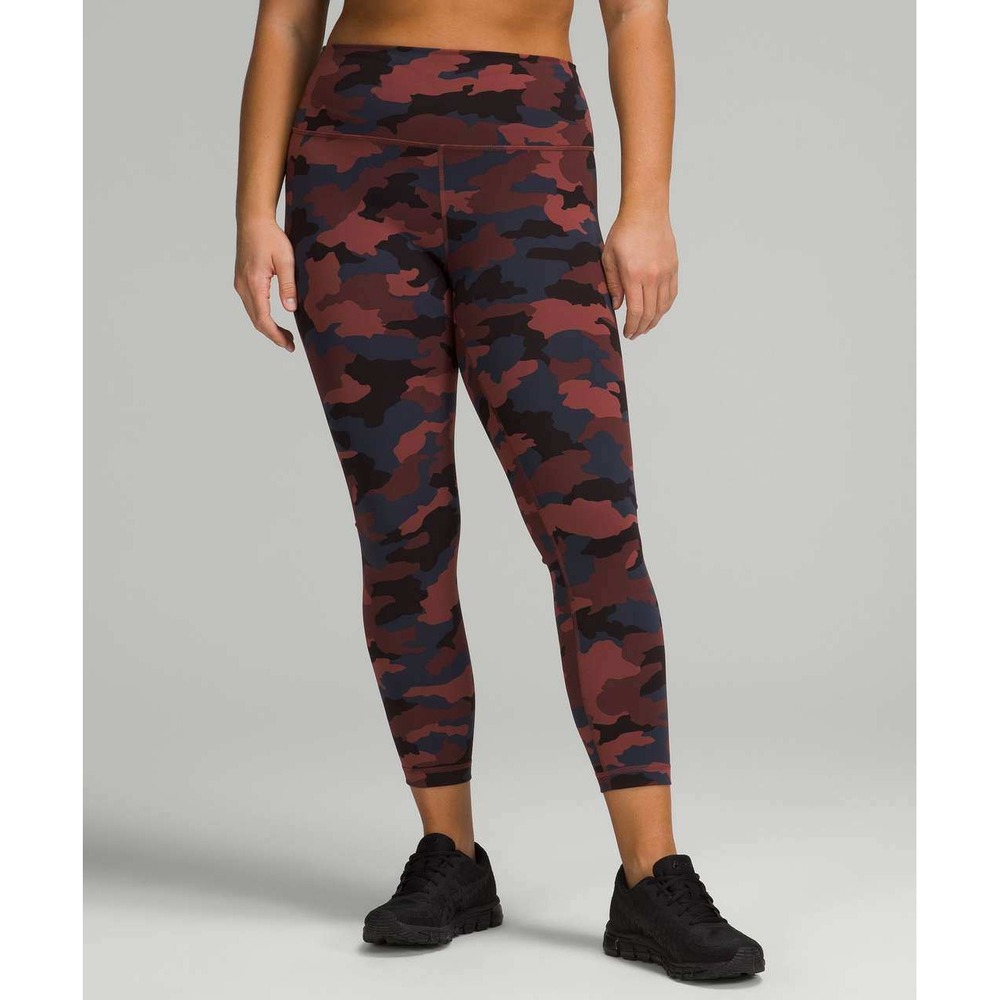 Lululemon Wunder Train High-Rise Tight 25" 365 Camo Smoky Red Night Sea Multi 14